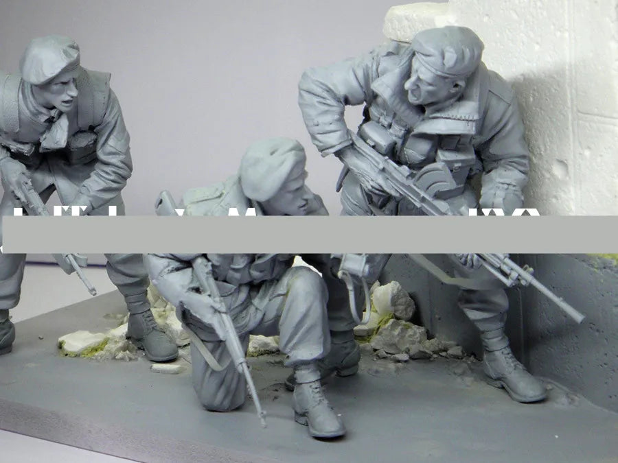 1/16 WWII German Infantry Squad Assaulting, 6 Figures, Resin Model Figure Kit, Unassembled and Unpainted