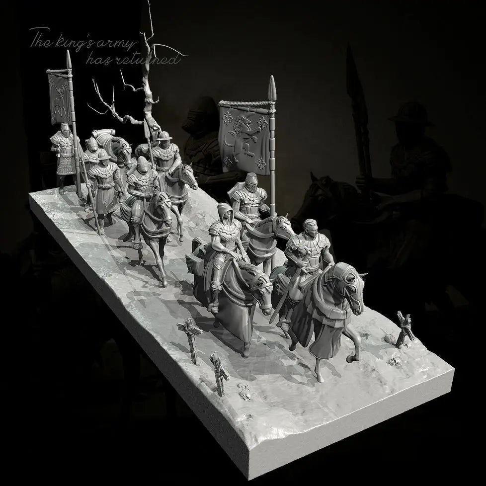 Medieval Imperial Cavalry, 28 Figures, Resin Model Diorama Kit, Unassembled and Unpainted