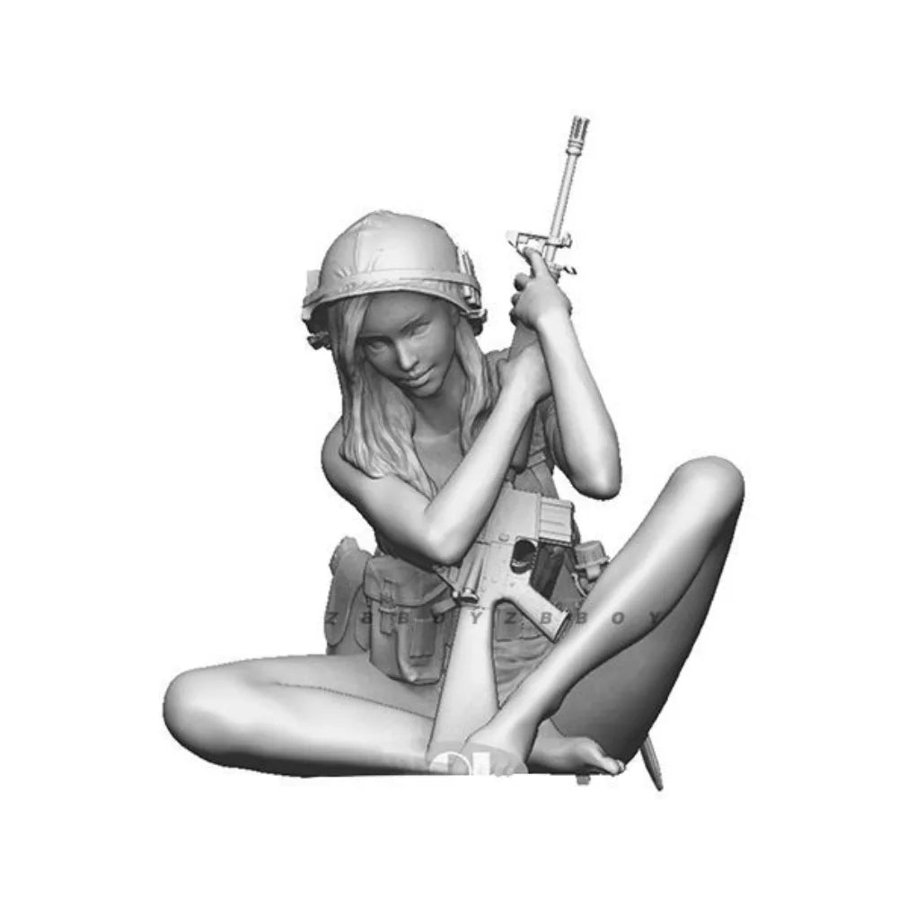 1/35 WWII German Female Soldier Pinup, Resin Model Figure Kit, Unassembled and Unpainted