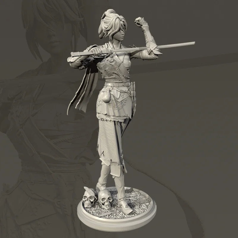 50mm Female Swordsman, Resin Model Figure Kit, Fantasy Theme, Unassembled and Unpainted