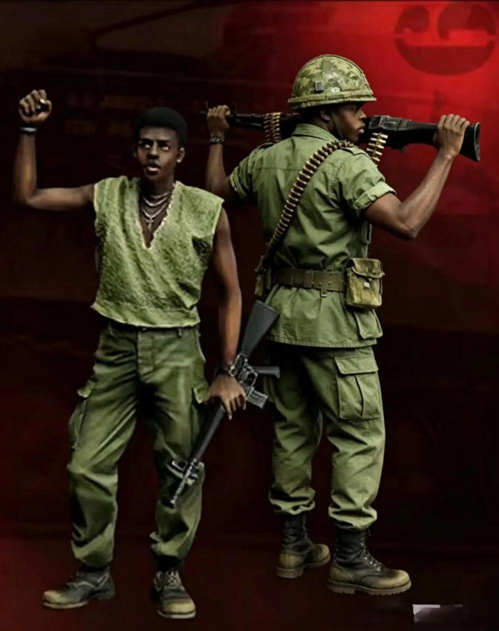1/35 Vietnam War US Infantry with M60 Machine Gun, 2 Figures, Resin Model Figure Kit, Unassembled and Unpainted