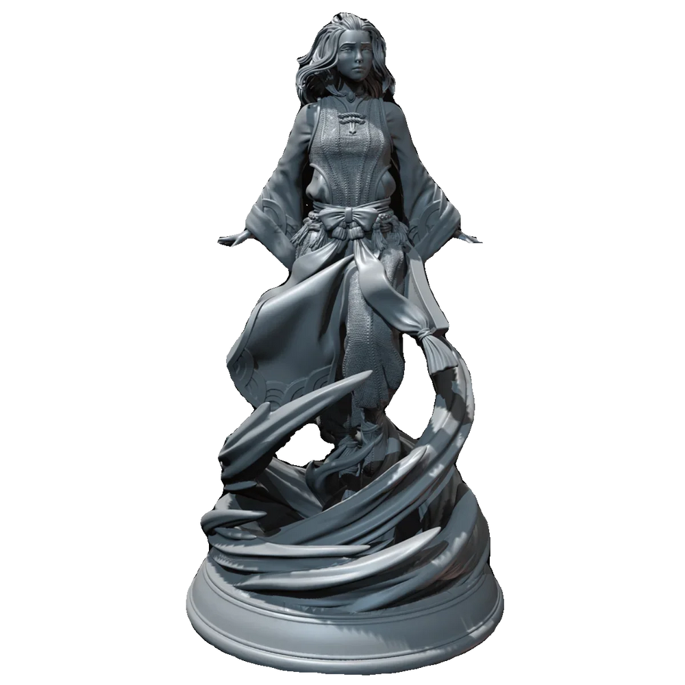 75mm Female on Flowing Base, Resin Model Figure Kit, Fantasy Theme, Unassembled and Unpainted