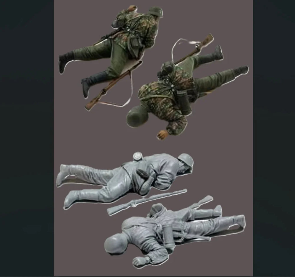 1/35 Modern Infantry Prone Tactical, 2 Figures, Resin Model Figure Kit, Unassembled and Unpainted