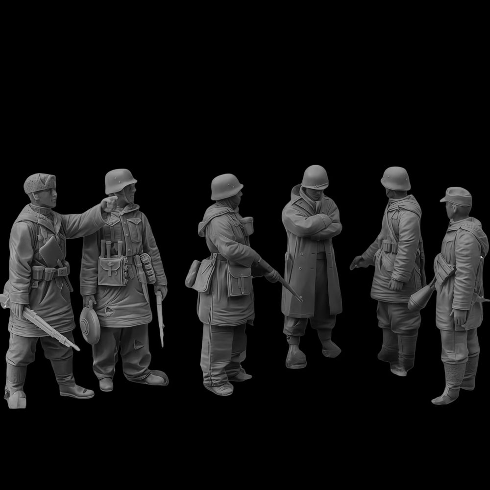 1/35 WWII Soviet Infantry Winter, 6 Figures, Resin Model Figure Kit, Unassembled and Unpainted