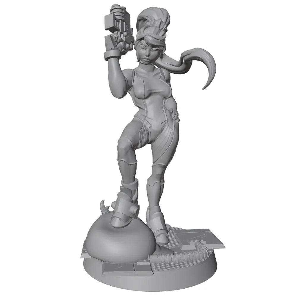 75mm Female Commando with Scythe and Rifle, Resin Model Figure Kit, Sci-Fi Theme, Unassembled and Unpainted