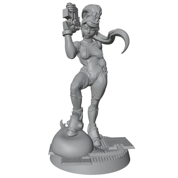 75mm Female Commando with Scythe and Rifle, Resin Model Figure Kit, Sci-Fi Theme, Unassembled and Unpainted