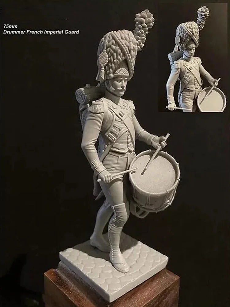 75mm Napoleonic French Imperial Guard Drummer, Resin Model Figure Kit, Unassembled and Unpainted