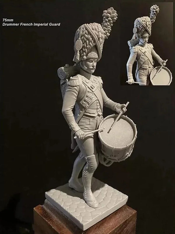 75mm Napoleonic French Imperial Guard Drummer, Resin Model Figure Kit, Unassembled and Unpainted
