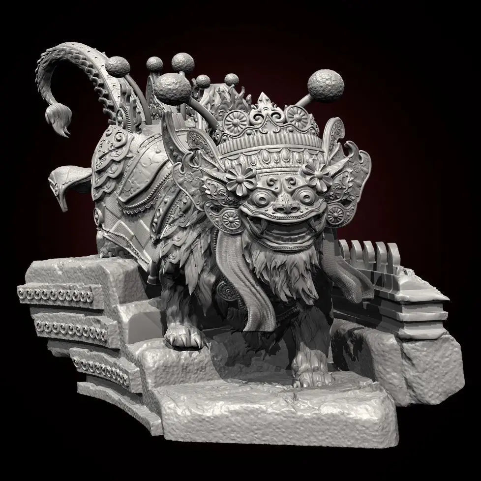 90mm Lion Dance Ceremonial, Resin Model Figure Kit, Wildlife Theme, Unassembled and Unpainted