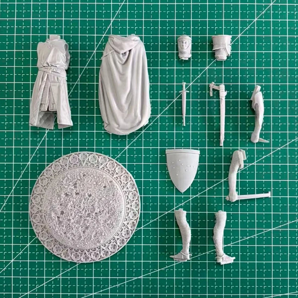 75mm Medieval Crusader Knight with Red Cross Surcoat, Resin Model Figure Kit, Unassembled and Unpainted