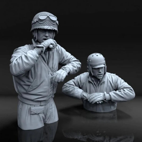 1/16 WWII German Infantry in Winter Field Gear, 2 Figures, Resin Model Figure Kit, Unassembled and Unpainted