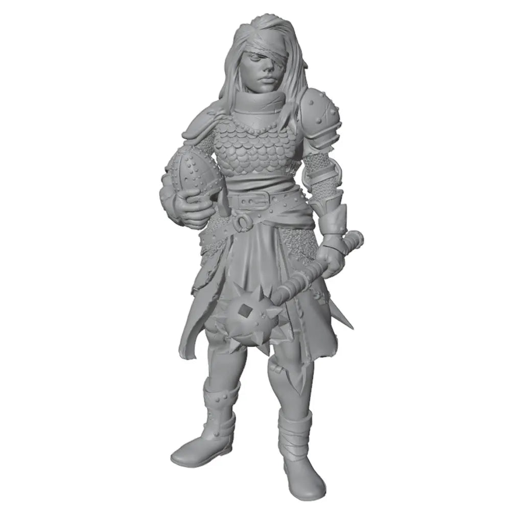 1/24 Female Warrior with Hammer, Resin Model Figure Kit, Fantasy Theme, Unassembled and Unpainted