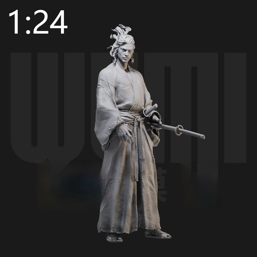 1/24 Medieval Japanese Samurai Warriors, 3 Figures, Resin Model Figure Kit, Unassembled and Unpainted