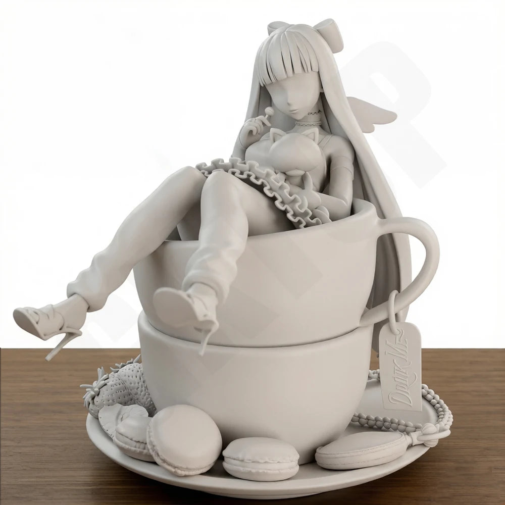 1/24 Cute Girl in Teacup, Resin Model Figure Kit, Anime Theme, Unassembled and Unpainted