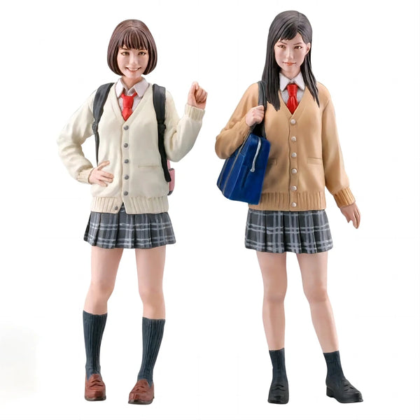 1/12 Schoolgirl Pair in Japanese Sailor Uniforms, Resin Model Figure Kit, Anime Theme, Unassembled and Unpainted