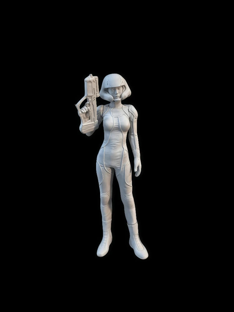 1/20 Modern Female Sci-Fi Commando with Tactical Rifle, Resin Model Figure Kit, Unassembled and Unpainted
