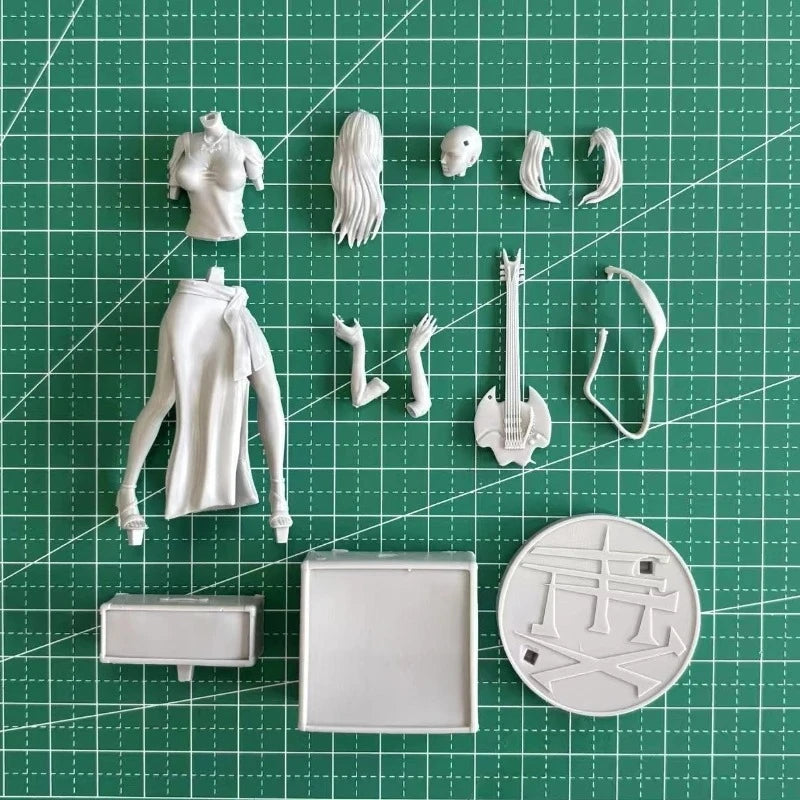 1/24 Female Rock Guitarist, Resin Model Figure Kit, Unassembled and Unpainted