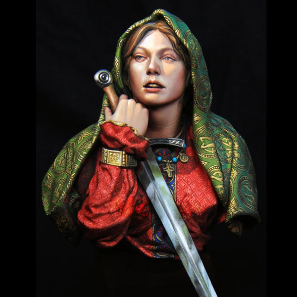 1/10 Medieval Woman Warrior, Resin Model Bust Kit, Unassembled and Unpainted