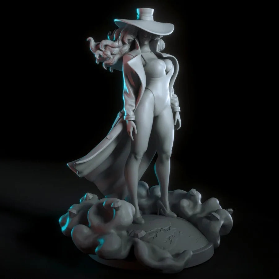 1/24 Sorceress in Crimson Hat and Flowing Cape, Resin Model Figure Kit, Fantasy Theme, Unassembled and Unpainted