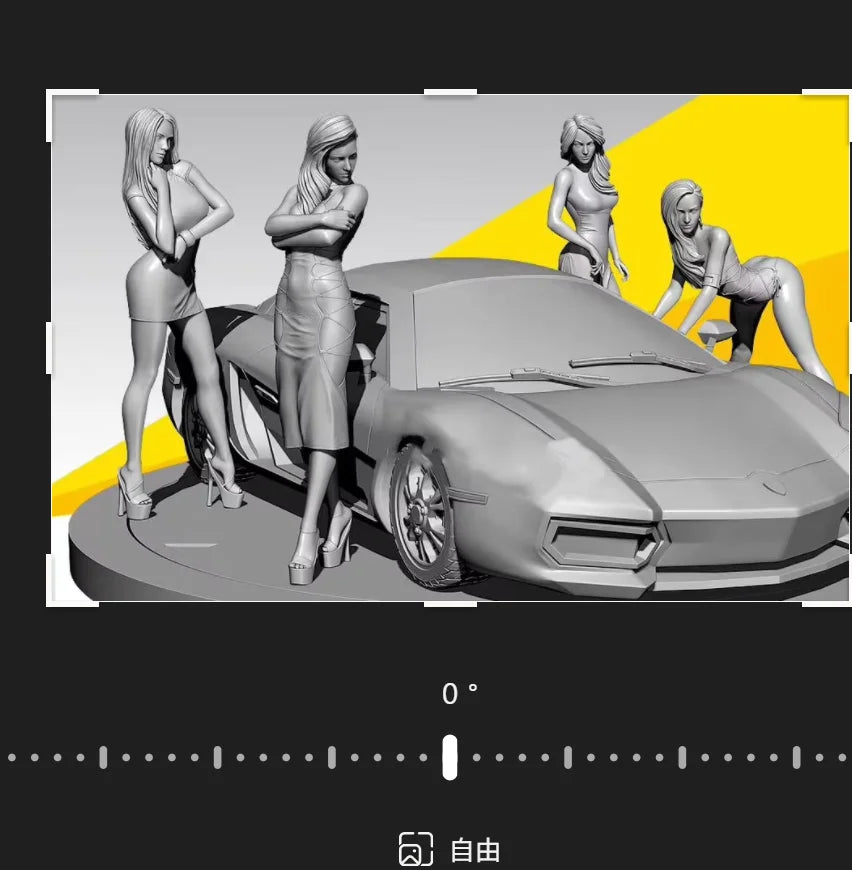 1/35 Pin-up & Sports Cars, 9 Figures, Resin Model Figure Kit, Unassembled and Unpainted