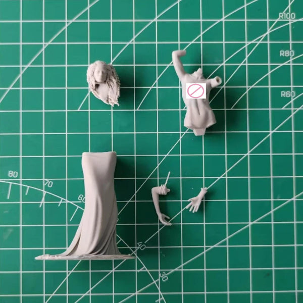 1/24 Mysterious Beauty in Flowing Gown, Resin Model Figure Kit, Unassembled and Unpainted