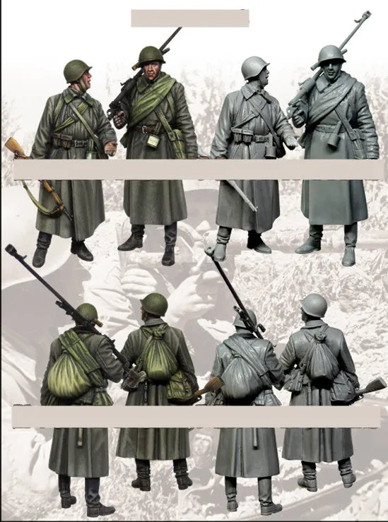 1/35 WWII German Riflemen in Winter Greatcoats, 12 Figures, Resin Model Figure Kit, Unassembled and Unpainted