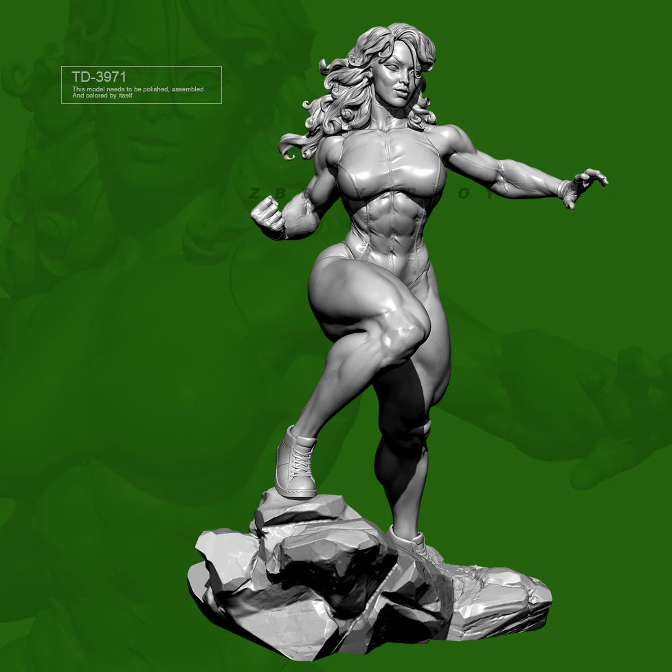 75mm Muscular Blonde Warrior in Power Stance, Resin Model Figure Kit, Fantasy Theme, Unassembled and Unpainted