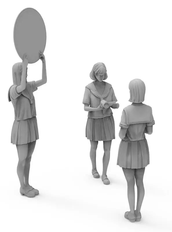 1/24 Modern School Uniform Photography Scene, 4 Figures, Resin Model Figure Kit, Unassembled and Unpainted