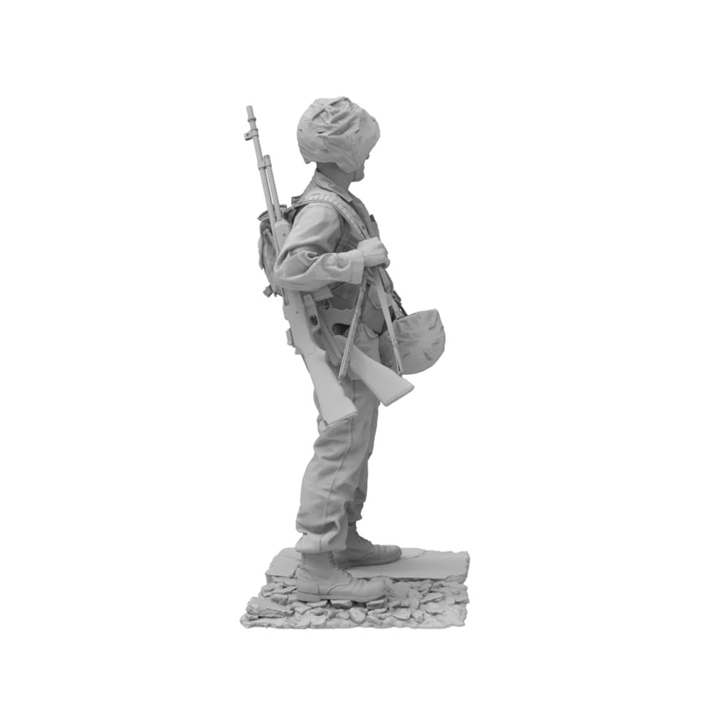75mm WWII US Infantryman Standing Ready with Rifle, Resin Model Figure Kit, Unassembled and Unpainted