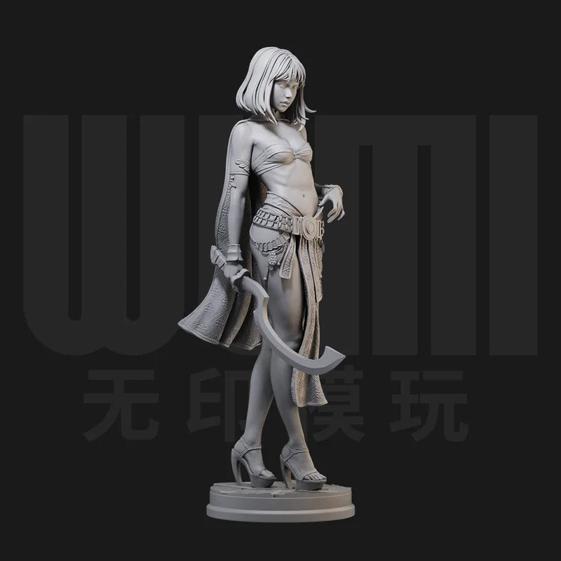 1/24 Female Sorceress with Tail and Flowing Robes, Resin Model Figure Kit, Fantasy Theme, Unassembled and Unpainted