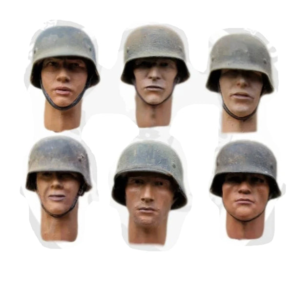 1/35 WWII German Soldier Heads with Stahlhelm (6 ), 6 Figures, Resin Model Bust Kit, Unassembled and Unpainted