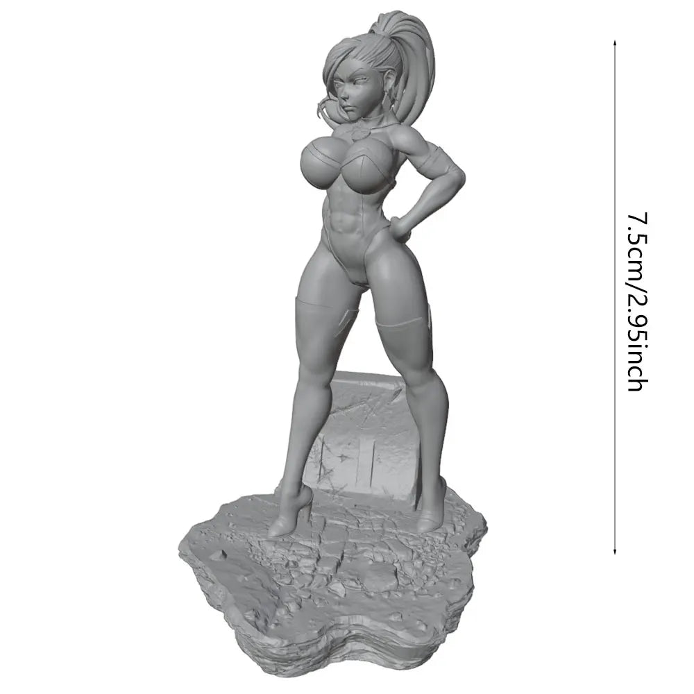 75mm Fantasy Female Pin-up on Rocky Base, Resin Model Figure Kit, Unassembled and Unpainted