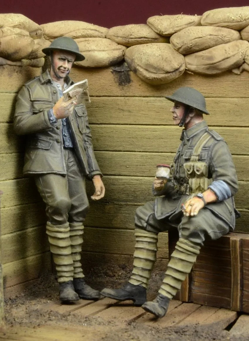 1/35 WWI British Infantry Soldier, 2 Figures, Resin Model Figure Kit, Unassembled and Unpainted