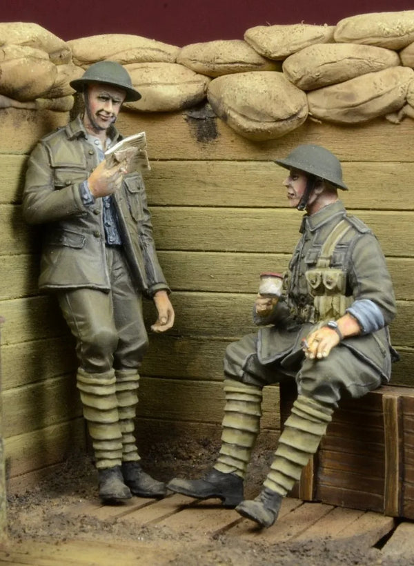 1/35 WWI British Infantry Soldier, 2 Figures, Resin Model Figure Kit, Unassembled and Unpainted