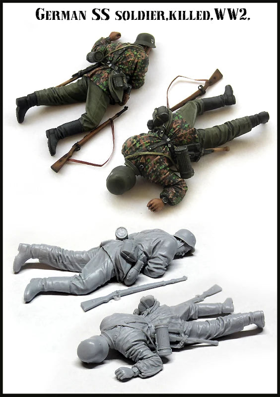 1/35 WWII German Soldiers Prone Positions, 4 Figures, Resin Model Figure Kit, Unassembled and Unpainted