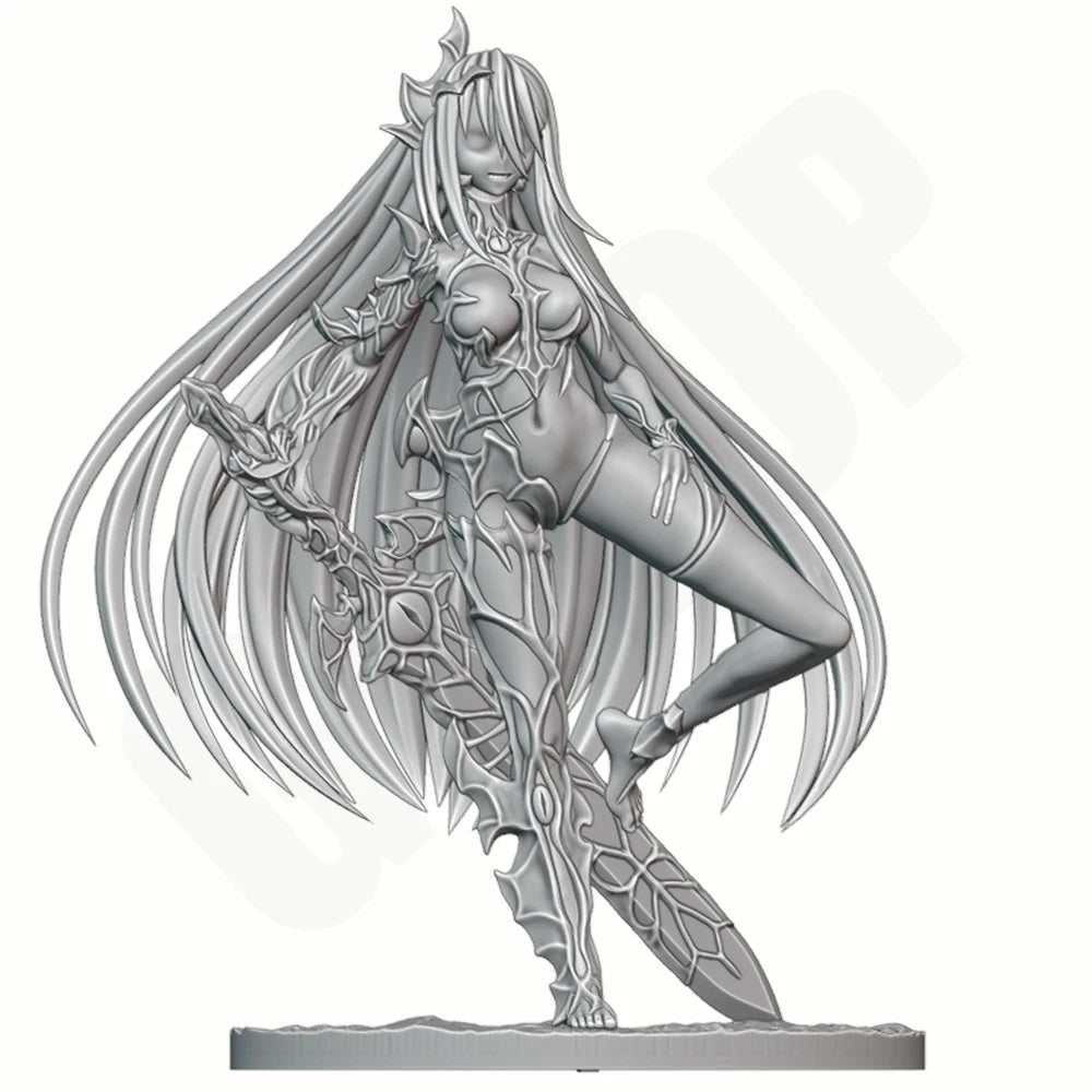 1/24 Winged Demoness Wielding Greatsword, Resin Model Figure Kit, Fantasy Theme, Unassembled and Unpainted