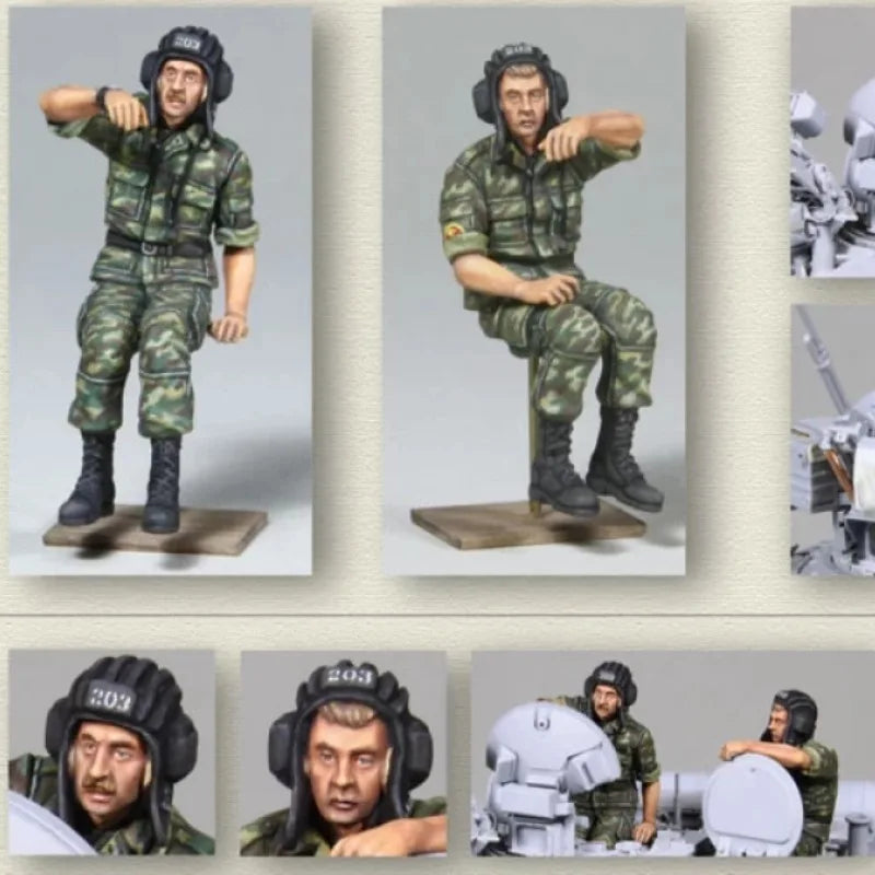1/35 Modern Russian Tank Crew in Flora Camouflage, 2 Figures, Resin Model Figure Kit, Unassembled and Unpainted