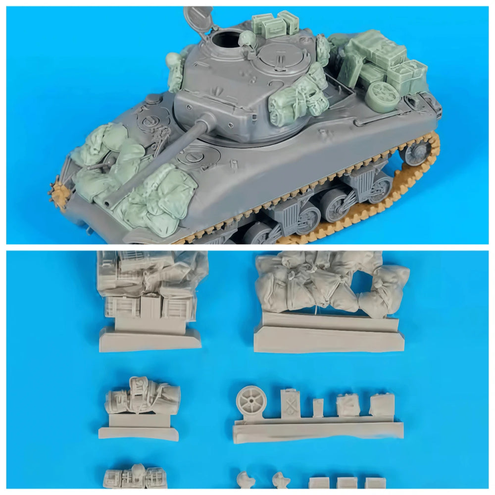 1/72 WWII M4A1 Sherman Tank, Resin Model Vehicle Kit, Unassembled and Unpainted