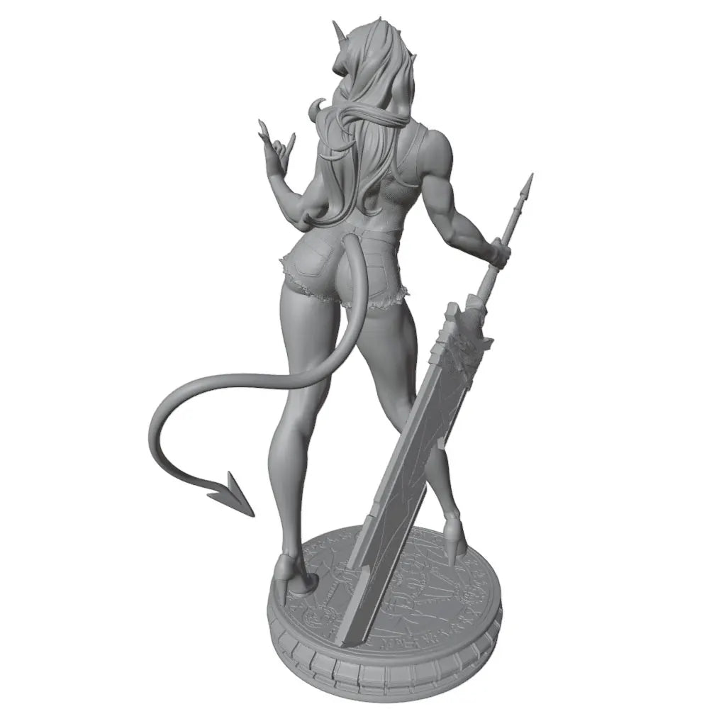 1/24 Demon Warrior with Curved Horns and Greatsword, Resin Model Figure Kit, Fantasy Theme, Unassembled and Unpainted