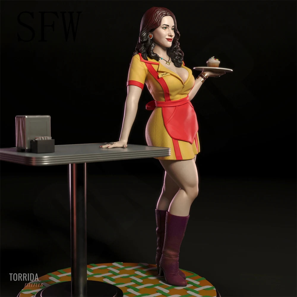 1/24 Retro Diner Attendant, Resin Model Figure Kit, Unassembled and Unpainted