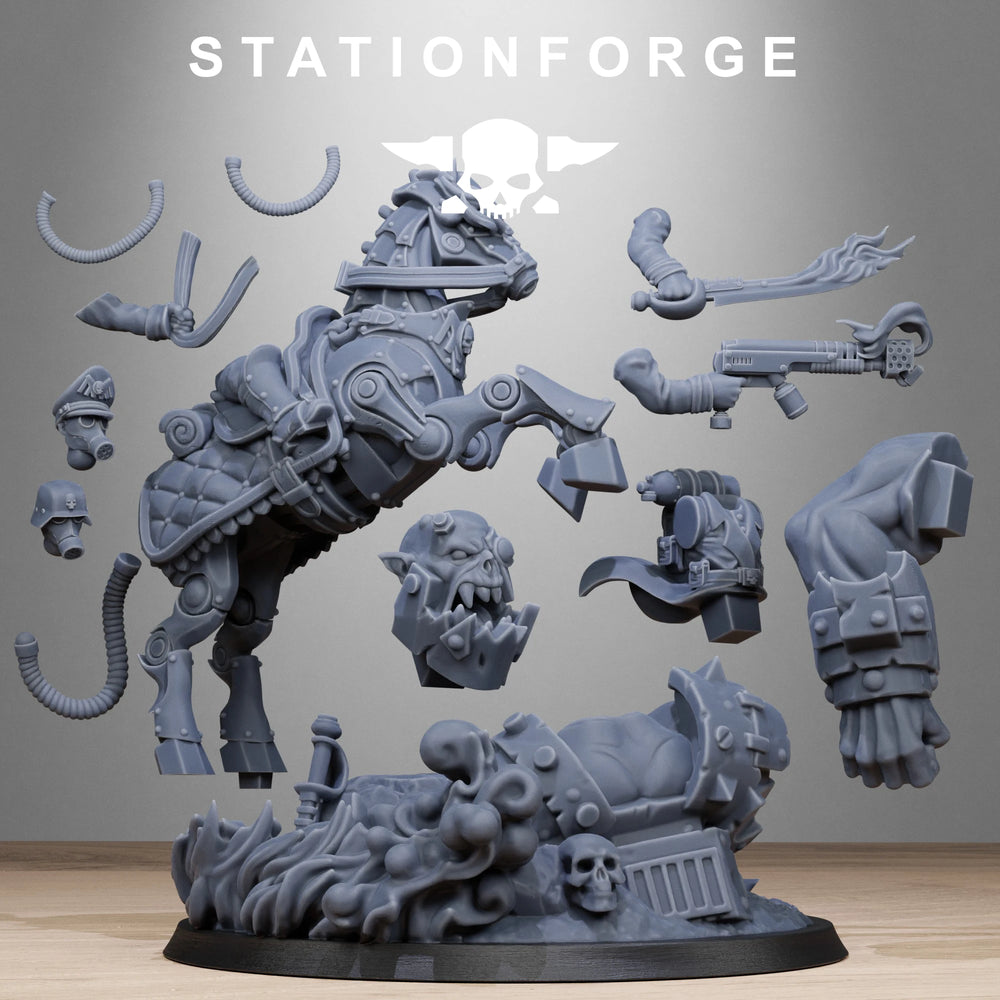 Chaos Warrior Officer Mounted, Resin Model Figure Kit, Fantasy Theme, Unassembled and Unpainted