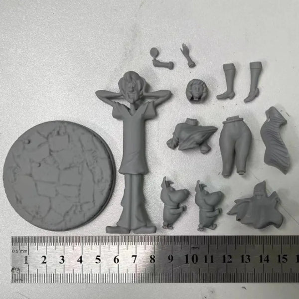 1/24 Chibi Girl & Ghost Characters, 3 Figures, Resin Model Figure Kit, Anime Theme, Unassembled and Unpainted