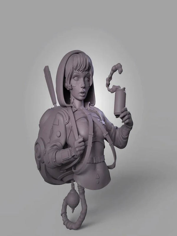 1/10 Modern Tactical Operative with Rifle and Vest, Resin Model Bust Kit, Unassembled and Unpainted