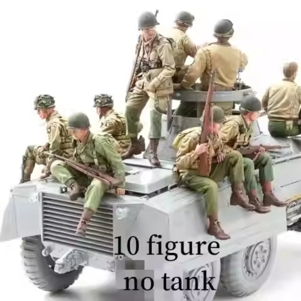 1/16 WWII U.S. Army M8 Crew, 10 Figures, Resin Model Figure Kit, Unassembled and Unpainted