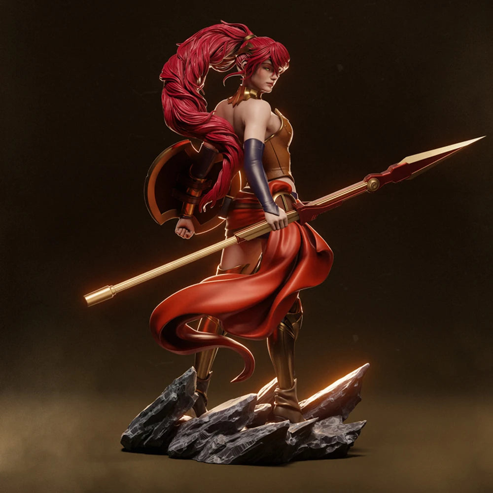 1/12 Female Warrior with Spear, Resin Model Figure Kit, Fantasy Theme, Unassembled and Unpainted