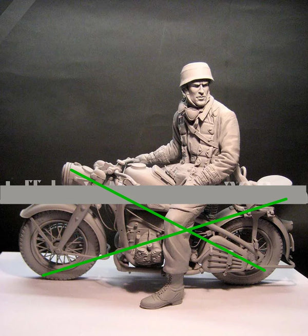 1/9 WWI Soldier on Motorcycle, Resin Model Figure Kit, Unassembled and Unpainted