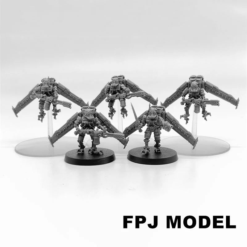 28mm Scavenger Operators, 9 Figures, Resin Model Figure Kit, Sci-Fi Theme, Unassembled and Unpainted