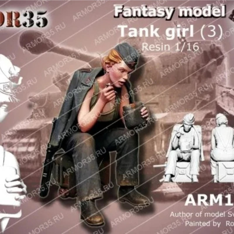 1/16 Tank Girl Warrior, 3 Figures, Resin Model Figure Kit, Fantasy Theme, Unassembled and Unpainted