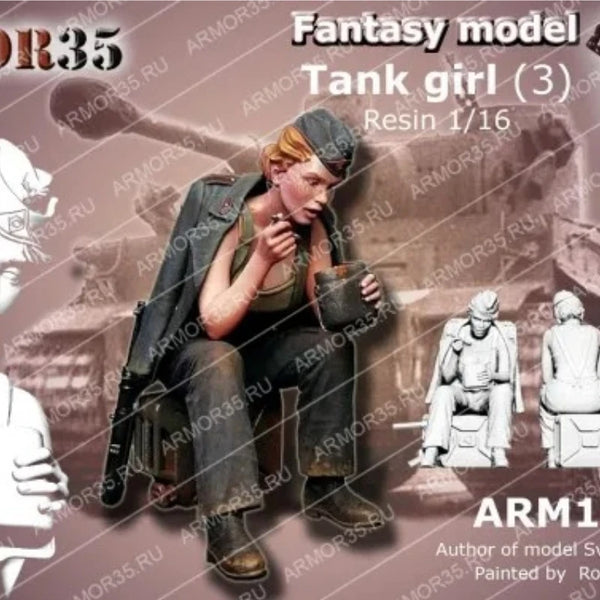 1/16 Tank Girl Warrior, 3 Figures, Resin Model Figure Kit, Fantasy Theme, Unassembled and Unpainted