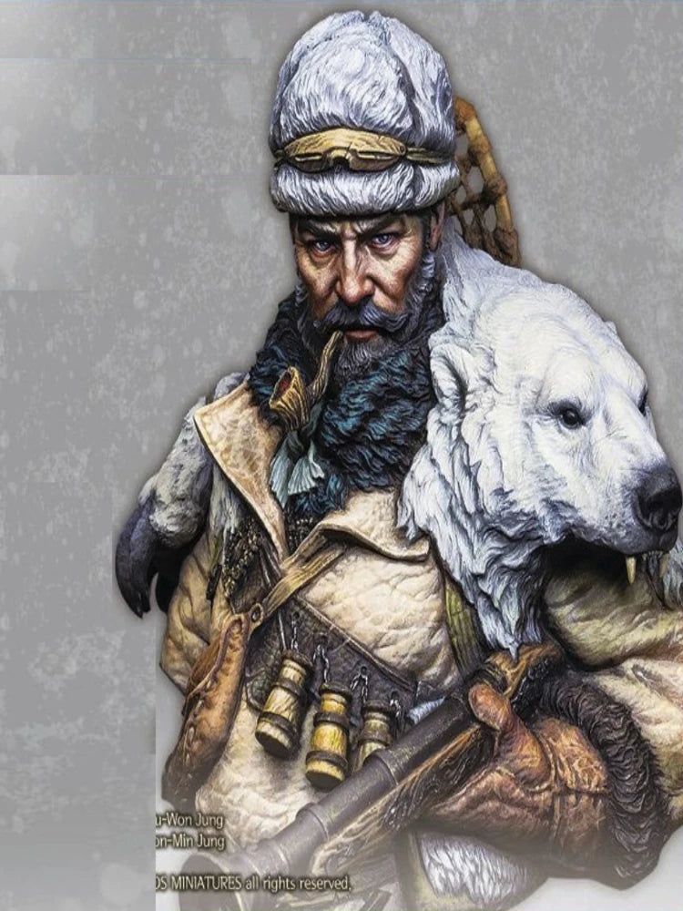 1/10 Ancient Winged Norse Warrior with Braided Beard and Horn, Resin Model Bust Kit, Unassembled and Unpainted